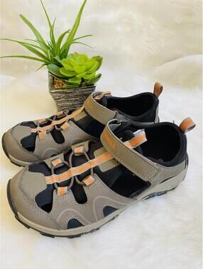 Merrell Boy’s Sport Sandals - Gray with Orange Accents Size 2
